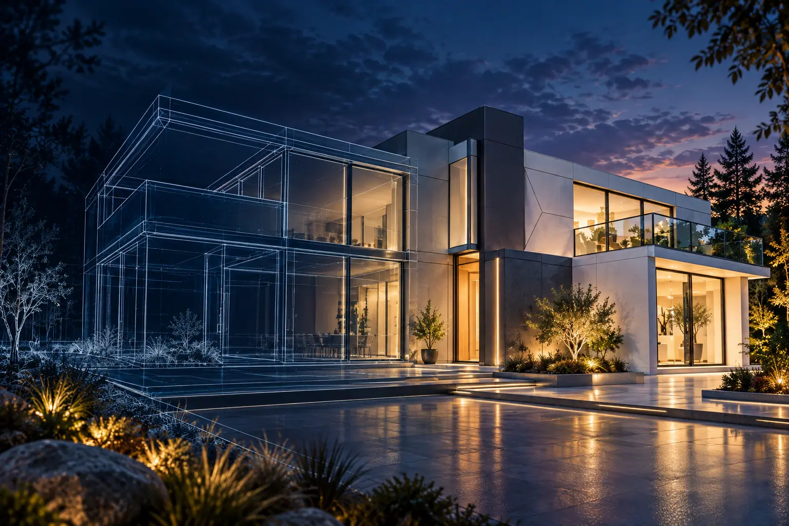 ConstructionX modern custom home and project delivery visual.