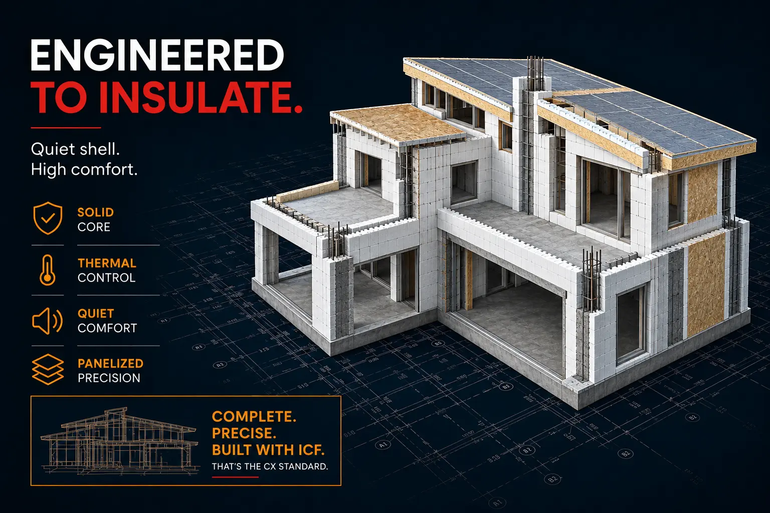 Premium ICF home construction system visual.