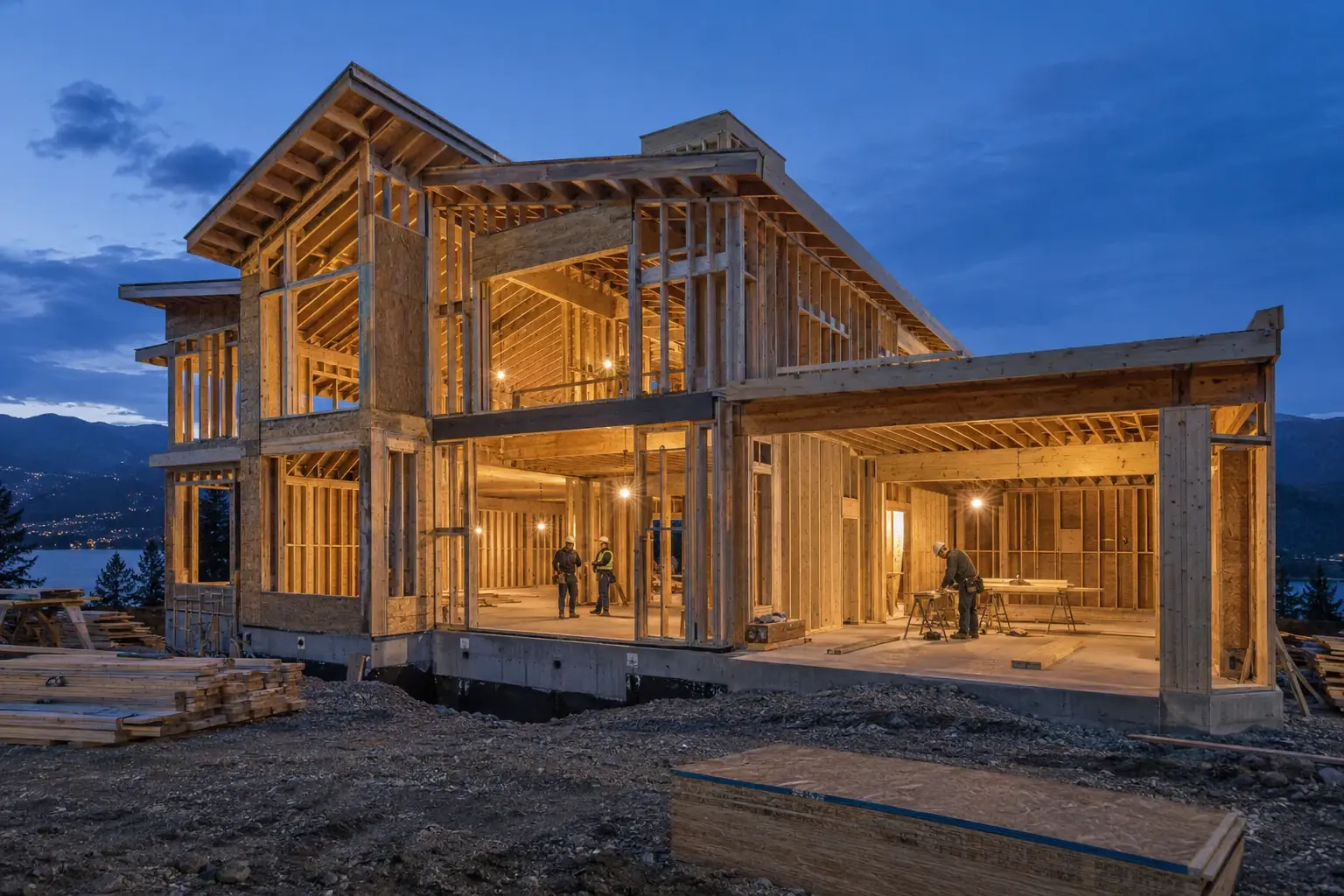 Residential wood framing visual.