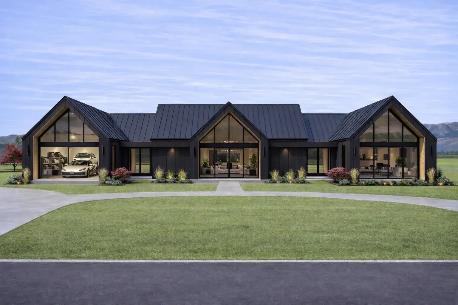 Scandinavian Modern front exterior design reference for ConstructionX.