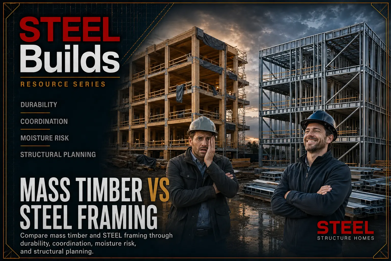 Mass timber versus steel framing resource hero visual
