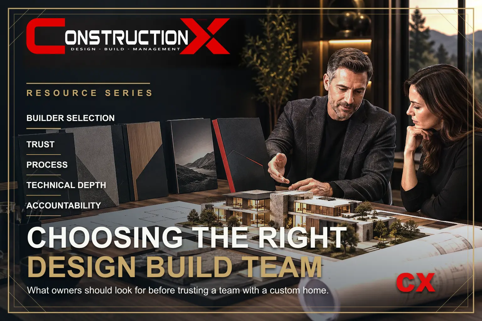 ConstructionX article illustration: Choosing the Right Design Build Company for Your Custom Home.