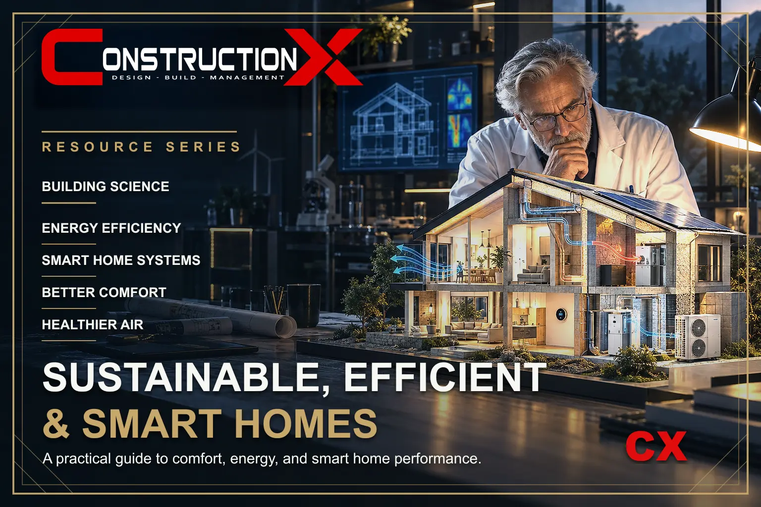 ConstructionX article illustration: The Key to Sustainable, Energy Efficient, and Smart Homes.