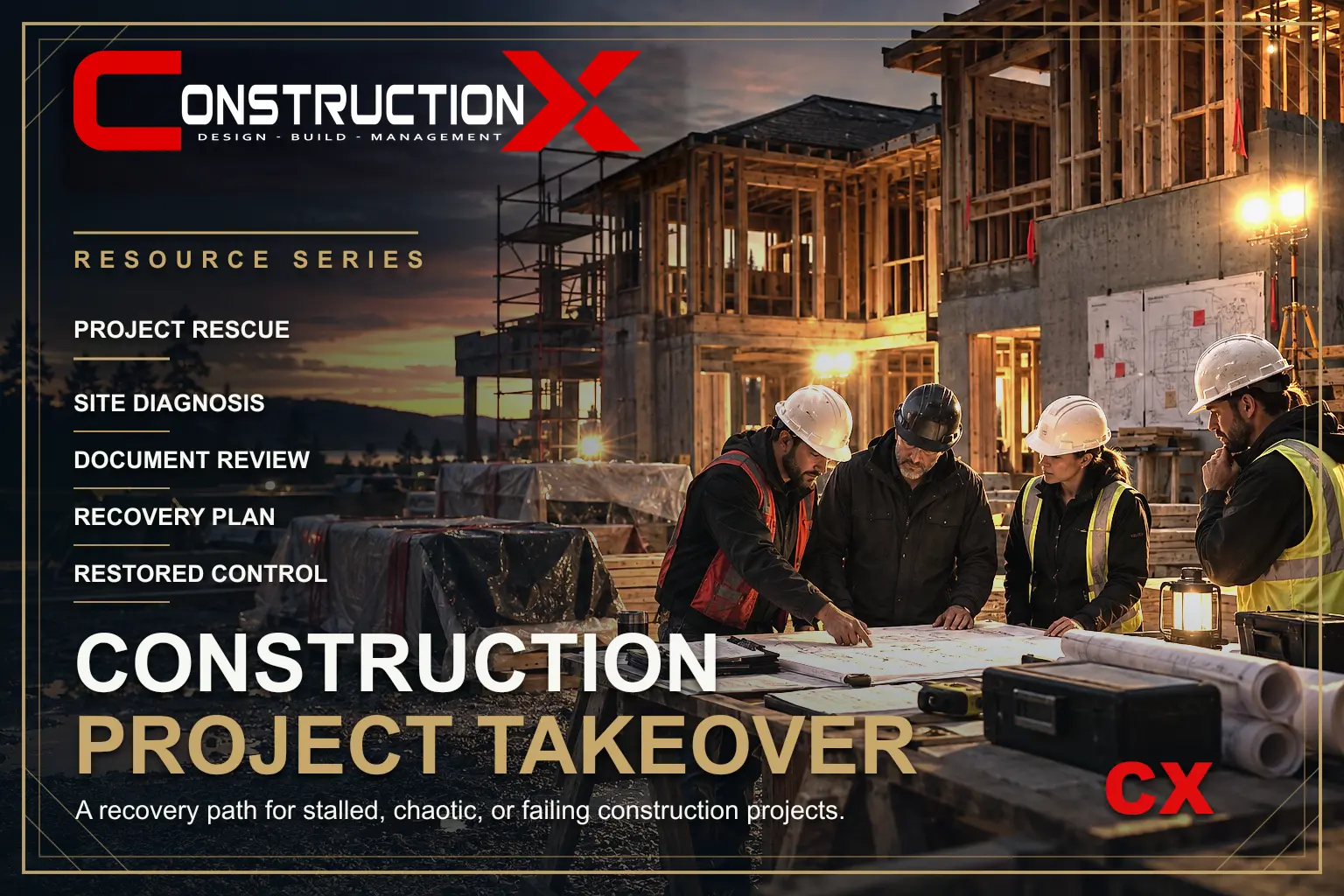 ConstructionX article illustration: Construction Project Takeover When a Build Has Lost Control.