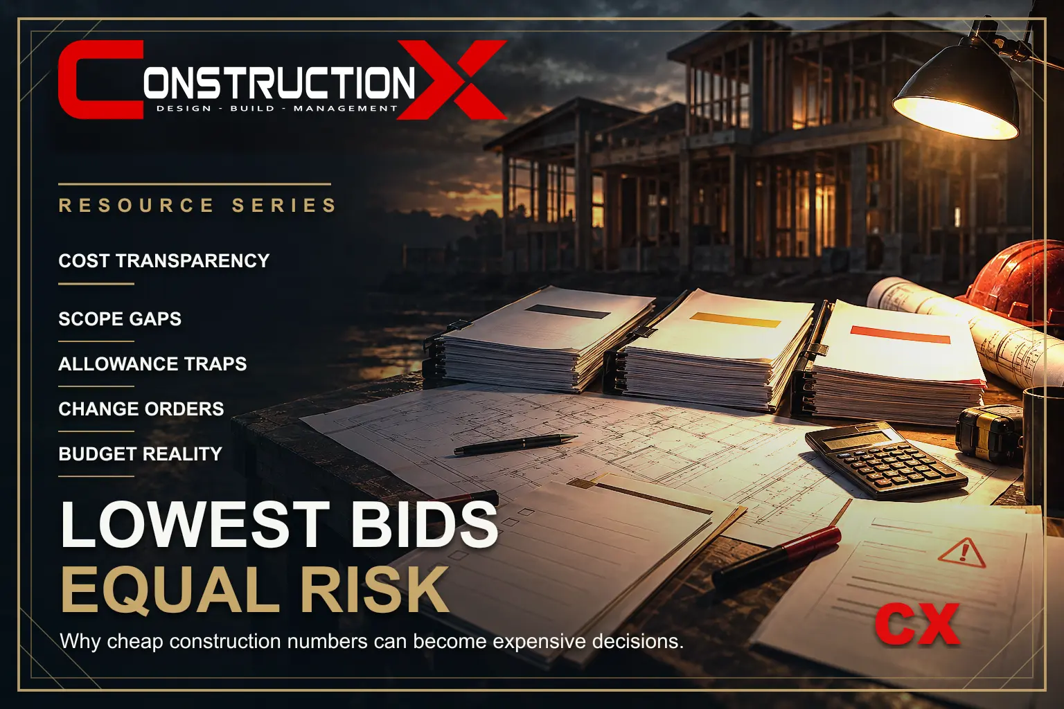 ConstructionX article illustration: Low Construction Bids: Comparing Scope and Risk.