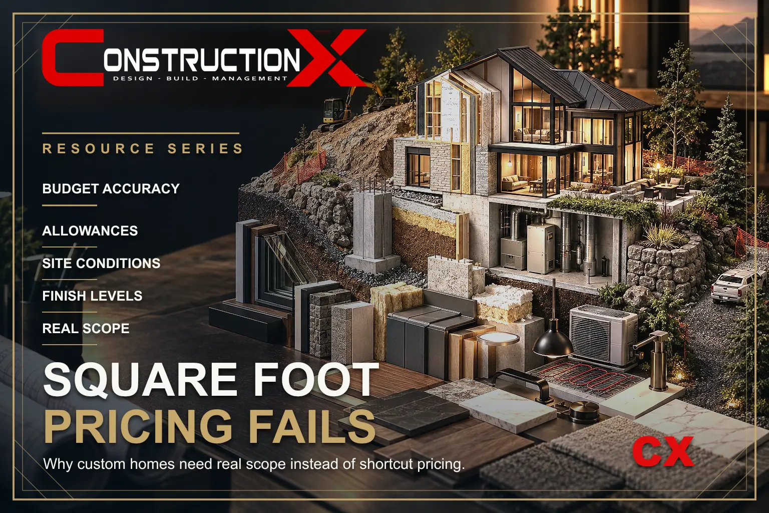 ConstructionX article illustration: Why Square Foot Pricing Is Inadequate for Custom Home Building.